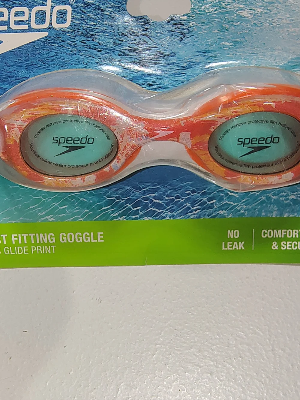 Speedo Kids Glide Print Swim Goggles Amber Wave Bright,Ages 3-6 Best Fit New NWT